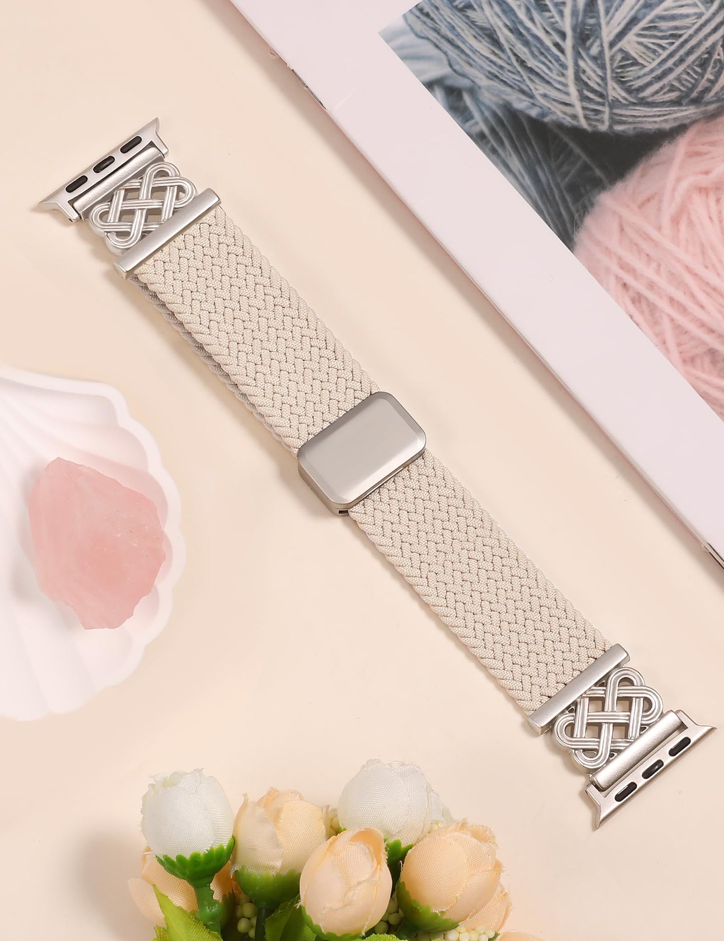 Braided Magnetic Band Compatible with Apple Watch Bands 38/40/41/42/44/45/46/49mm Dressy Celtic Metal Stretchy Elastic Strap for Watch Series 11 10 9 8 7 6 5 4 SE/Ultra 3 2 1