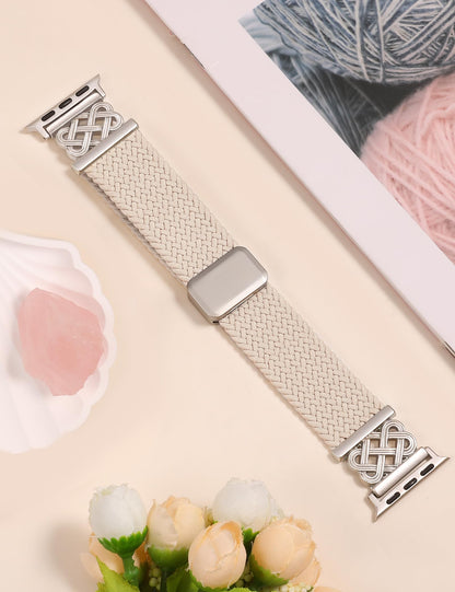 Braided Magnetic Band Compatible with Apple Watch Bands 38/40/41/42/44/45/46/49mm Dressy Celtic Metal Stretchy Elastic Strap for Watch Series 11 10 9 8 7 6 5 4 SE/Ultra 3 2 1