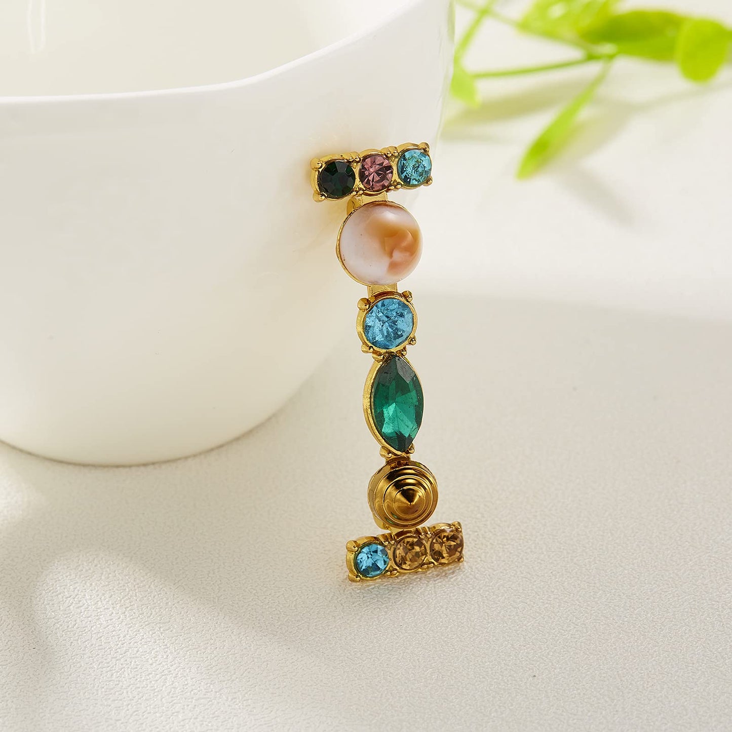 Initial Brooch Crystal Pearl Initial Brooch Gold Plated Enamel Colorful Letter Alphabet Breastpin Pin Jewelry for GIFTS