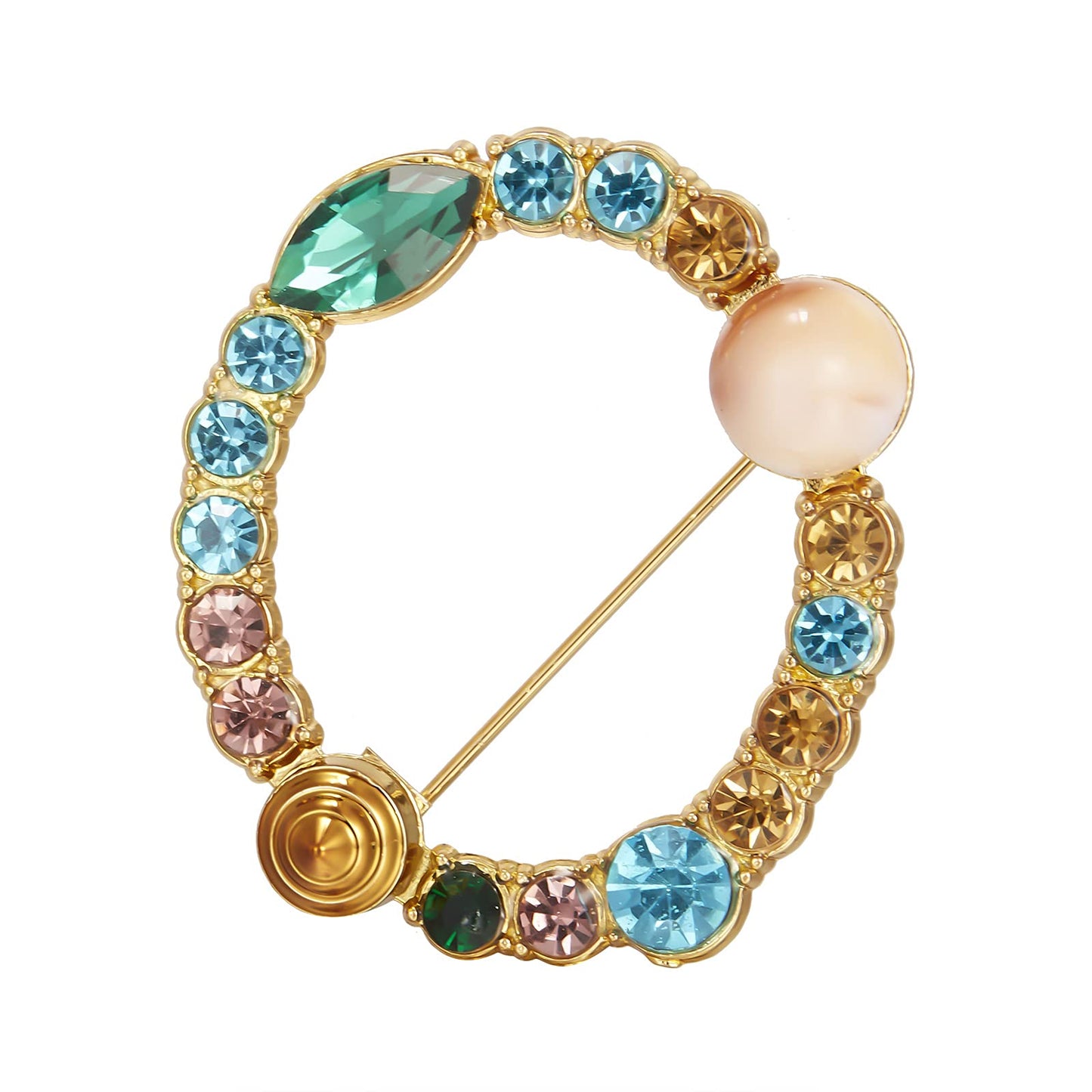 Initial Brooch Crystal Pearl Initial Brooch Gold Plated Enamel Colorful Letter Alphabet Breastpin Pin Jewelry for GIFTS