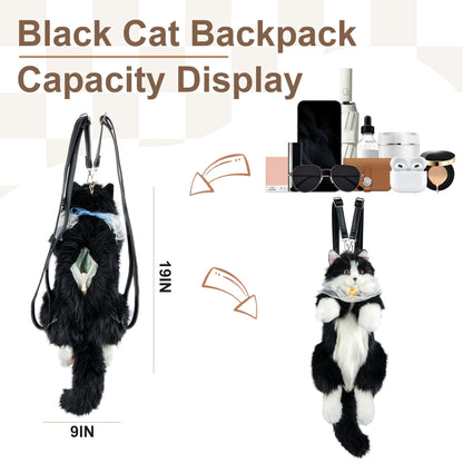 Chongker Cat Shaped Backpack - Handcrafted Stuffed Animals Plush Bag with Adjustable Shoulder, Crossbody, and Handbag Straps (MaineCoon Cat)