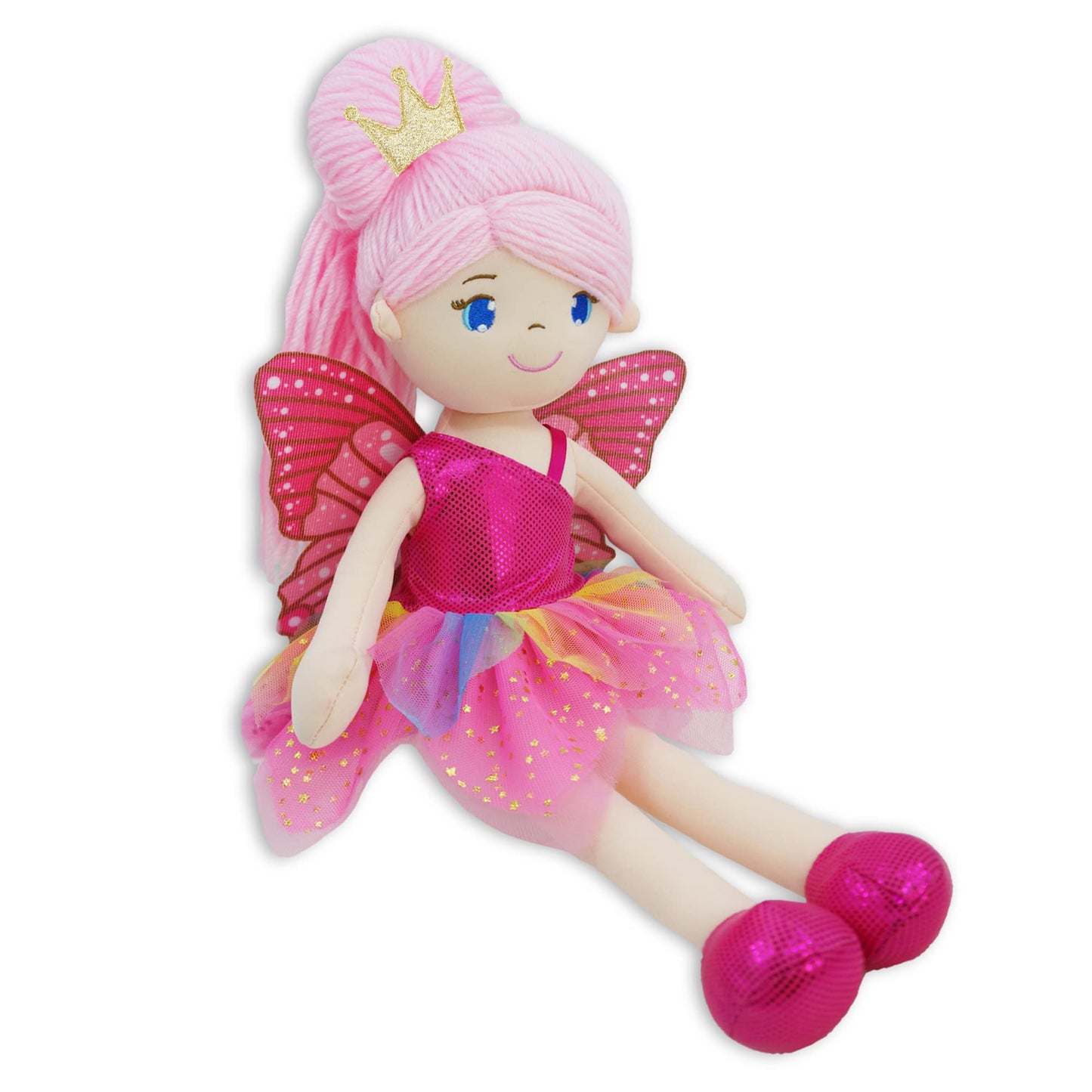 June Garden 18" Ballerina Plush Doll Rosalie - Soft Pink Hair Doll in Floral Dress & Tulle Skirt with Ballet Shoes - Gift for Girls & Toddlers