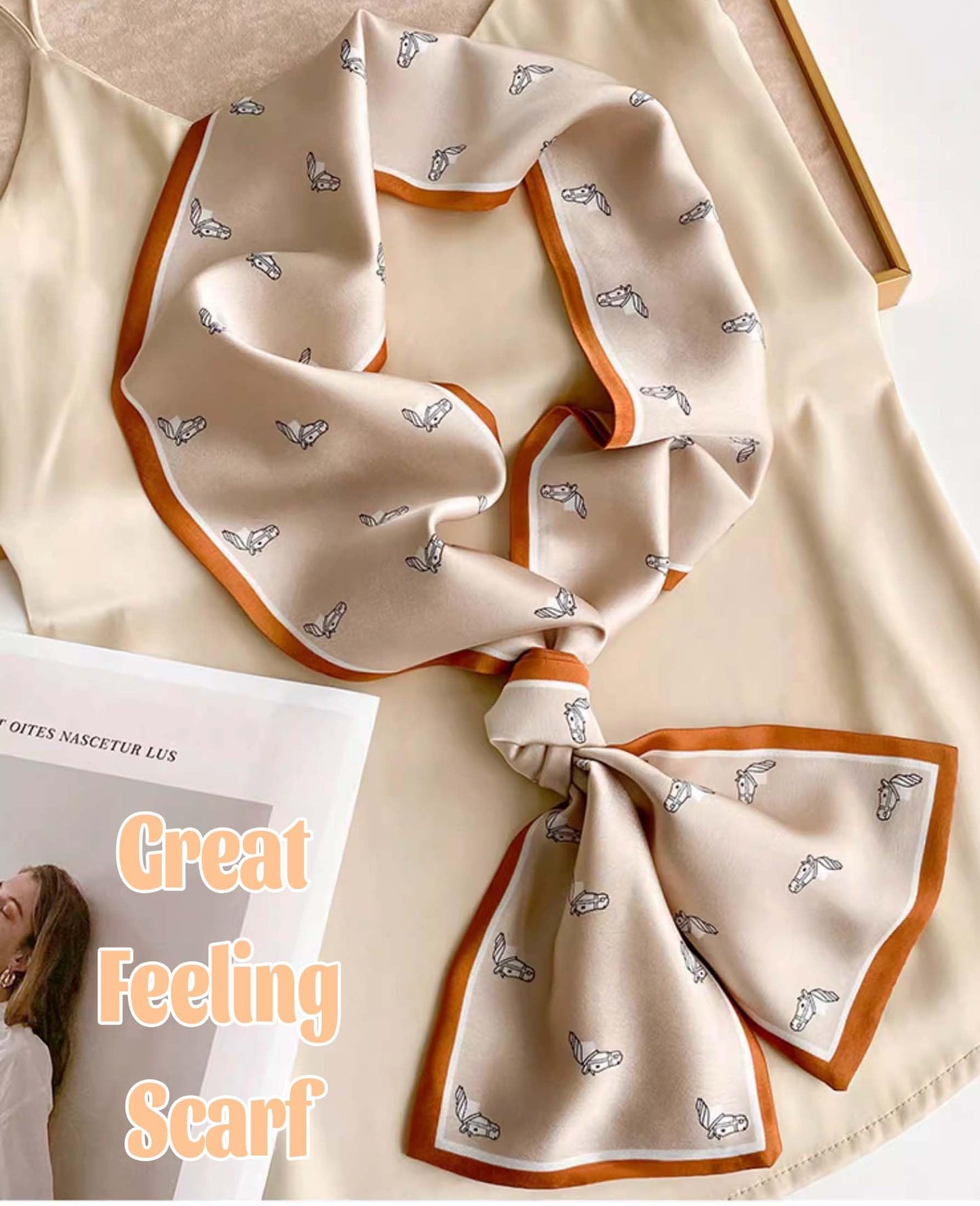 Mitzah Head Scarf  Mulberry Silk Imitation Women's 59" Fashion Neck Satin Scarfs for Bag 59 * 5.9”