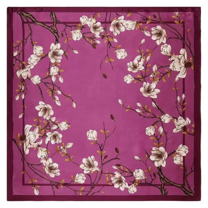 35" Square Mulberry Silk Imitation Head Scarf for Women Satin Large Hair Scarves Neck Scarf