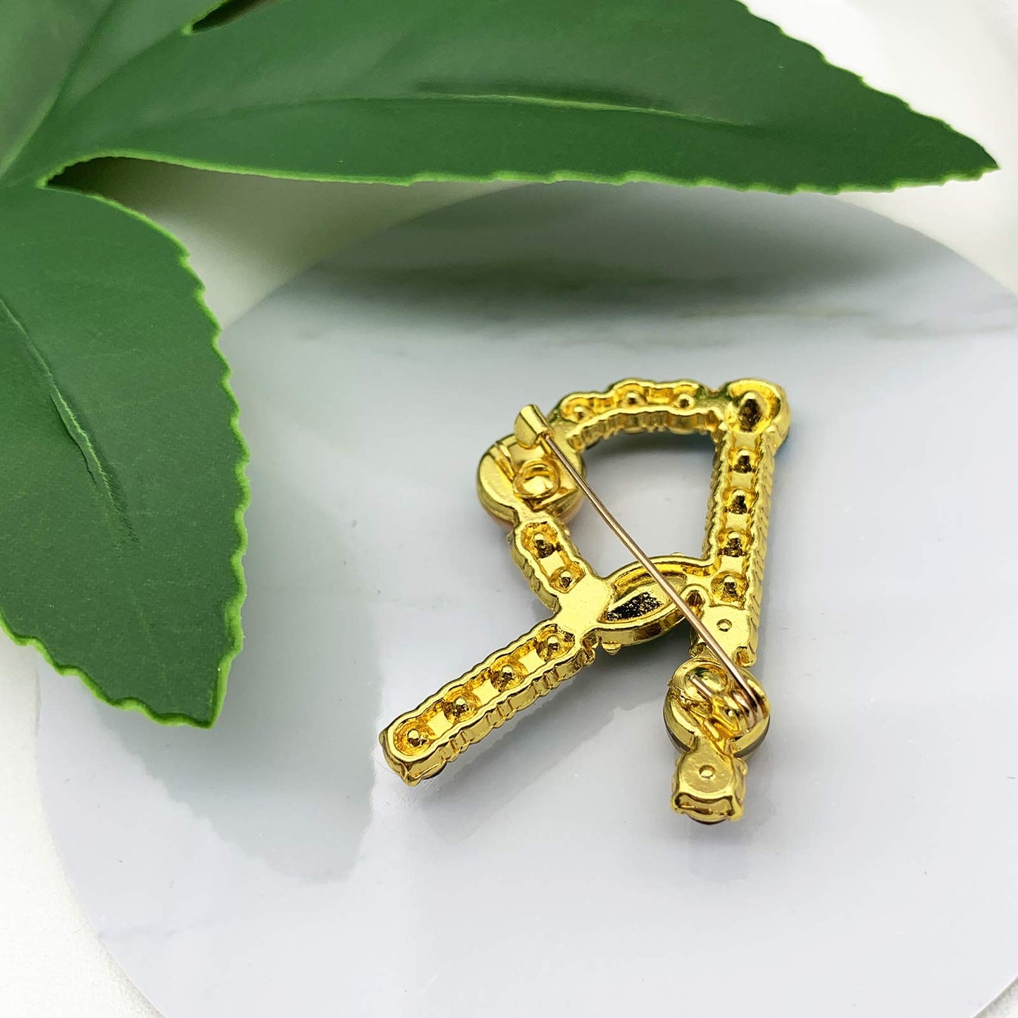 Initial Brooch A to Z 26 English Letters Plated Metal Stone Clear Colorful Crystal Lapel Pin Brooches Collar