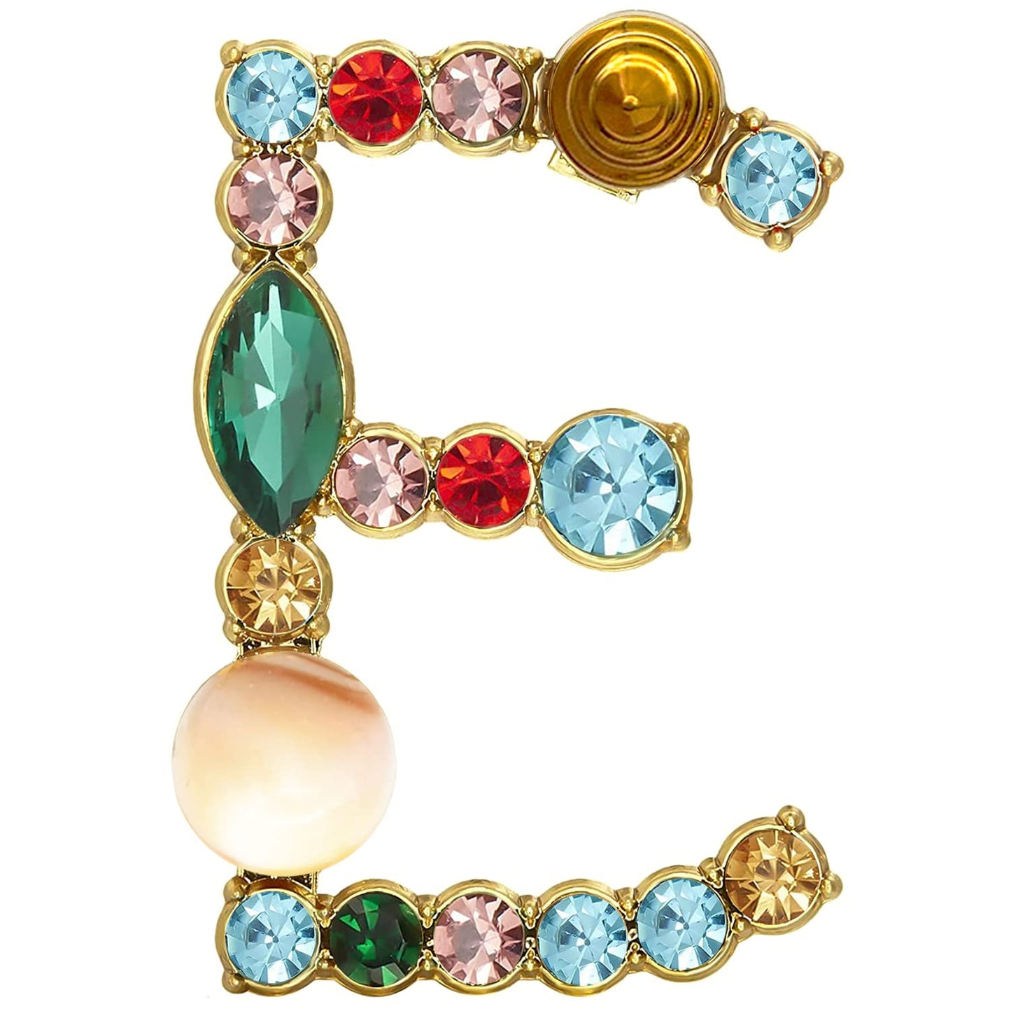 Initial Brooch A to Z 26 English Letters Plated Metal Stone Clear Colorful Crystal Lapel Pin Brooches Collar