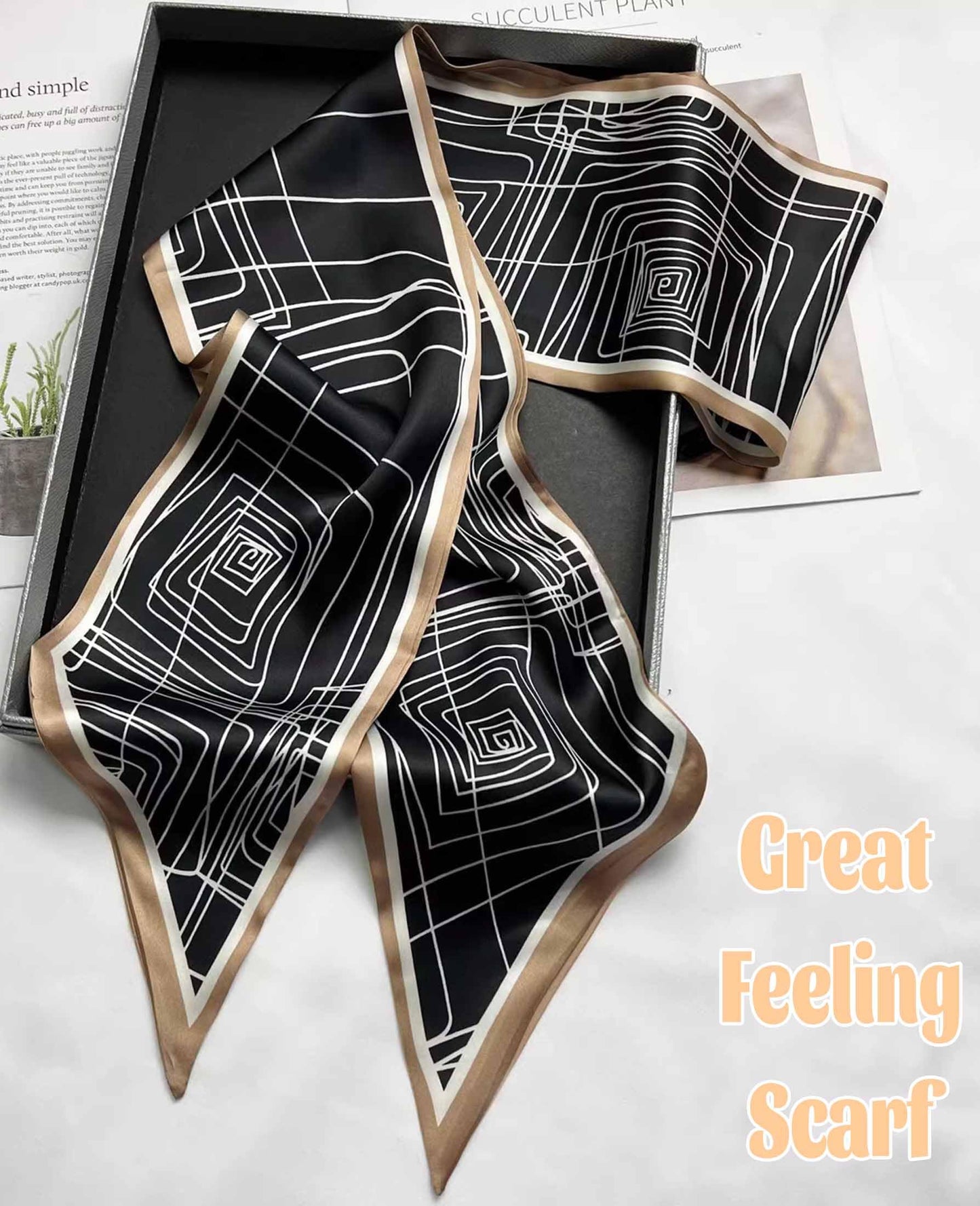 Mitzah Head Scarf  Mulberry Silk Imitation Women's 59" Fashion Neck Satin Scarfs for Bag 59 * 5.9”