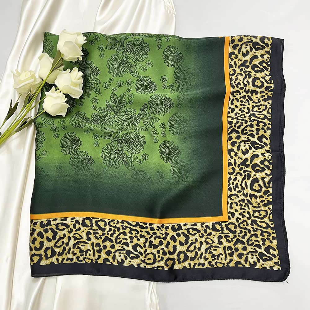 35" Square Mulberry Silk Imitation Head Scarf for Women Satin Large Hair Scarves Neck Scarf