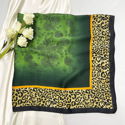 35" Square Mulberry Silk Imitation Head Scarf for Women Satin Large Hair Scarves Neck Scarf