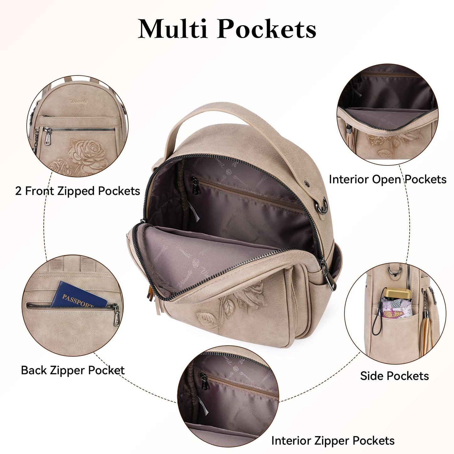 Mini Mochila Bolso para Mujeres, Mochila Pequeña de Cuero Vegano Repujado, Mochilas de Moda, Mochilas de Día, Bolso de Hombro, Pequeño, Moderno