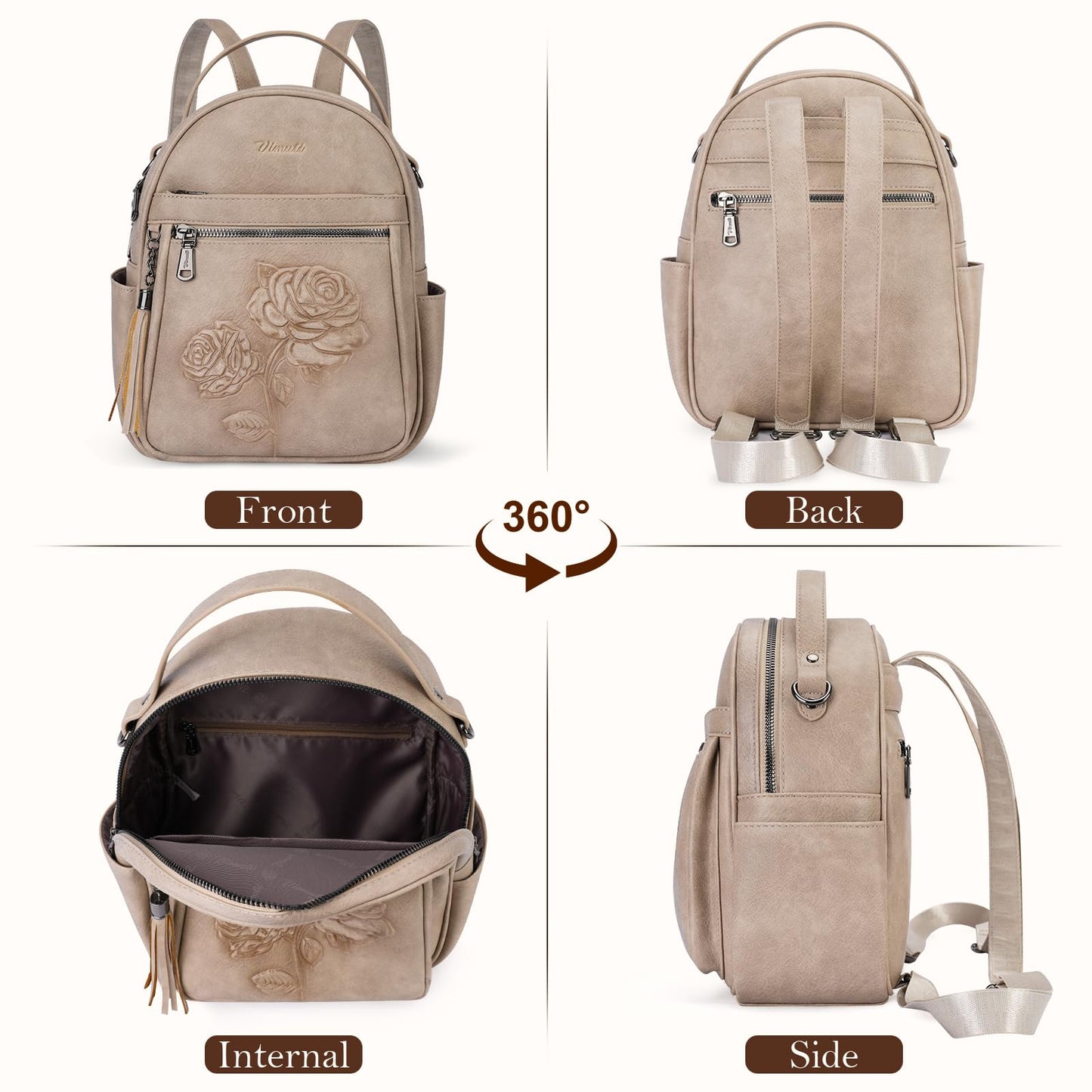 Mini Mochila Bolso para Mujeres, Mochila Pequeña de Cuero Vegano Repujado, Mochilas de Moda, Mochilas de Día, Bolso de Hombro, Pequeño, Moderno
