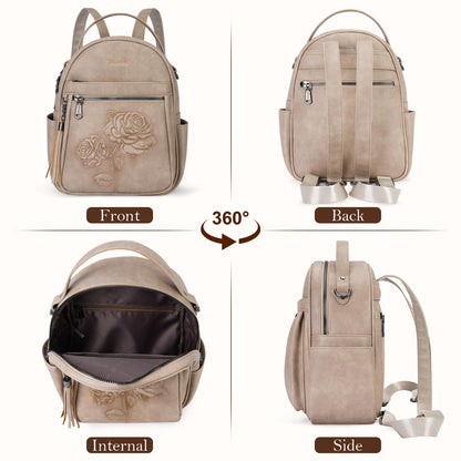 Mini Mochila Bolso para Mujeres, Mochila Pequeña de Cuero Vegano Repujado, Mochilas de Moda, Mochilas de Día, Bolso de Hombro, Pequeño, Moderno