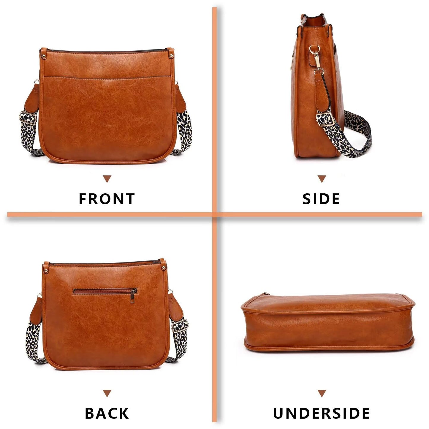 Crossbody Purse with Guitar Strap Zipped Pockets Handbag Shoulder Bag Vegan Leather Crossbody Bags for Women