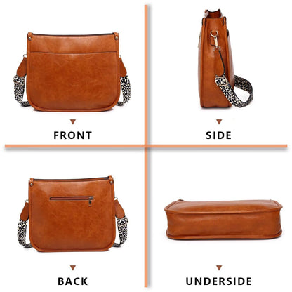 Crossbody Purse with Guitar Strap Zipped Pockets Handbag Shoulder Bag Vegan Leather Crossbody Bags for Women