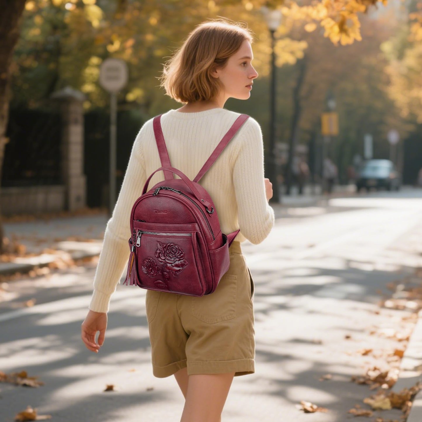 Mini Mochila Bolso para Mujeres, Mochila Pequeña de Cuero Vegano Repujado, Mochilas de Moda, Mochilas de Día, Bolso de Hombro, Pequeño, Moderno