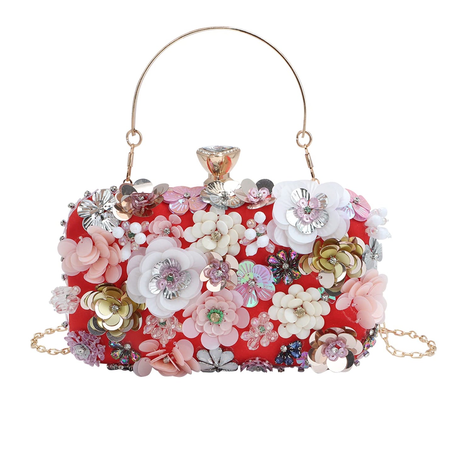 Women Clutches Flower Evening Handbag Chain Strap Shoulder Bag