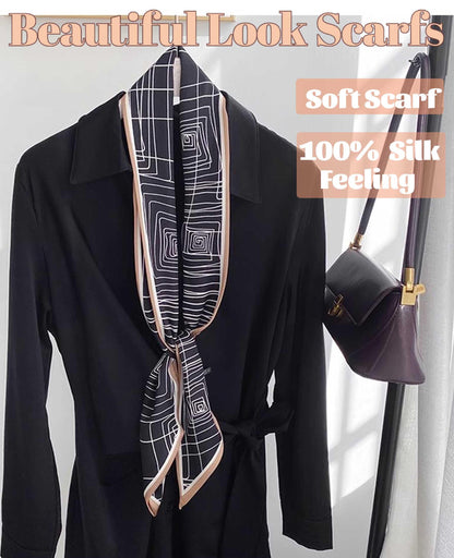 Mitzah Head Scarf  Mulberry Silk Imitation Women's 59" Fashion Neck Satin Scarfs for Bag 59 * 5.9”
