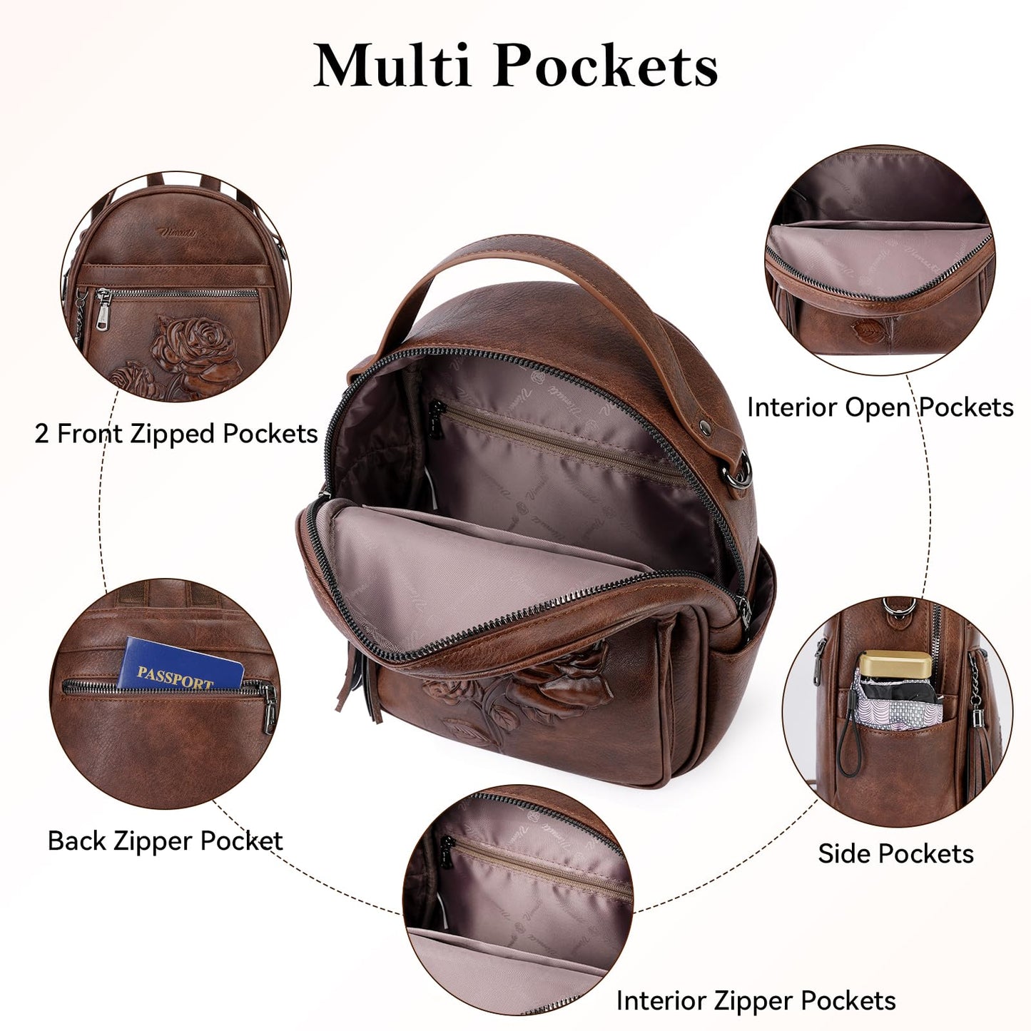 Mini Mochila Bolso para Mujeres, Mochila Pequeña de Cuero Vegano Repujado, Mochilas de Moda, Mochilas de Día, Bolso de Hombro, Pequeño, Moderno