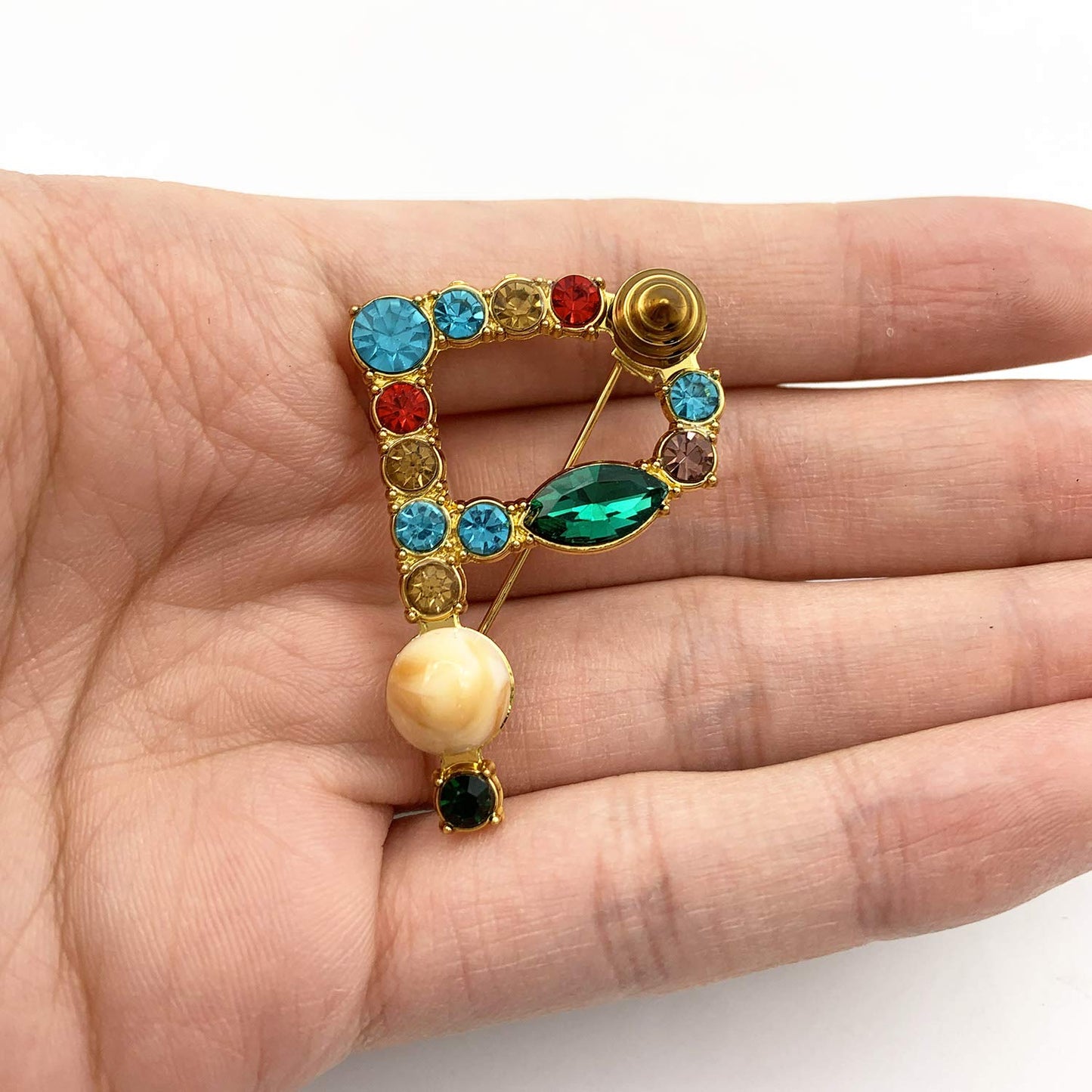 Initial Brooch A to Z 26 English Letters Plated Metal Stone Clear Colorful Crystal Lapel Pin Brooches Collar