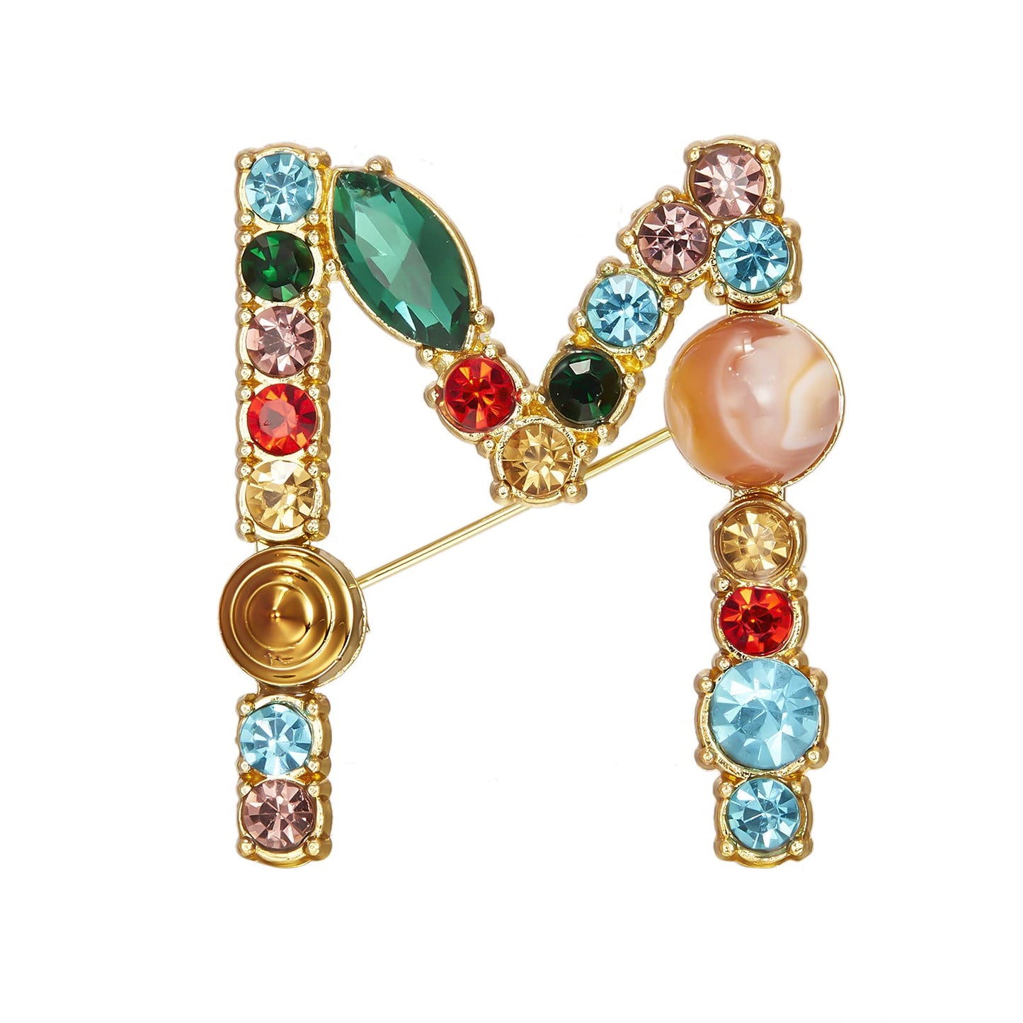 Initial Brooch Crystal Pearl Initial Brooch Gold Plated Enamel Colorful Letter Alphabet Breastpin Pin Jewelry for GIFTS