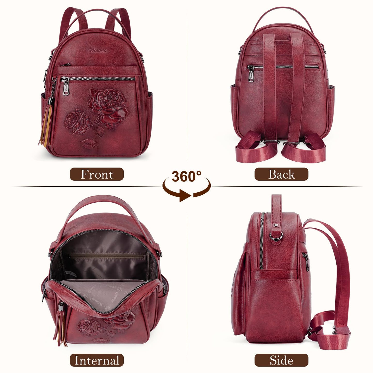 Mini Mochila Bolso para Mujeres, Mochila Pequeña de Cuero Vegano Repujado, Mochilas de Moda, Mochilas de Día, Bolso de Hombro, Pequeño, Moderno