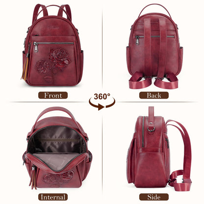 Mini Mochila Bolso para Mujeres, Mochila Pequeña de Cuero Vegano Repujado, Mochilas de Moda, Mochilas de Día, Bolso de Hombro, Pequeño, Moderno
