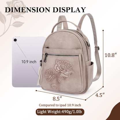 Mini Mochila Bolso para Mujeres, Mochila Pequeña de Cuero Vegano Repujado, Mochilas de Moda, Mochilas de Día, Bolso de Hombro, Pequeño, Moderno