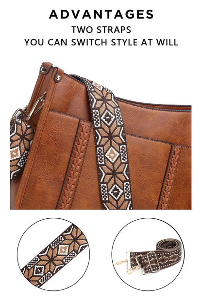 Crossbody Purse with Guitar Strap Zipped Pockets Handbag Shoulder Bag Vegan Leather Crossbody Bags for Women