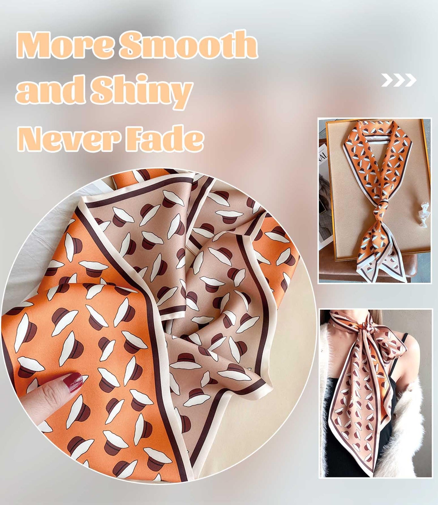Mitzah Head Scarf  Mulberry Silk Imitation Women's 59" Fashion Neck Satin Scarfs for Bag 59 * 5.9”