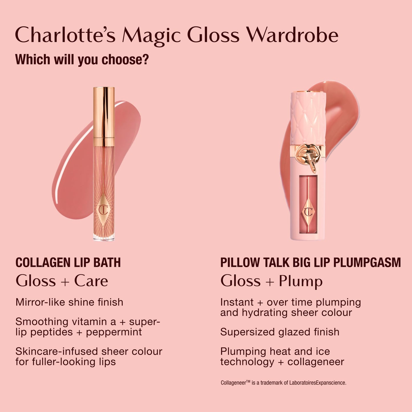 Charlotte Tilbury Pillow Talk Plumpgasm Lip Gloss - Hydrating Lip Plumper with Hyaluronic Acid & Plumpgasm Heat + Ice Technology for Juicy, Glossy Fullness