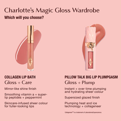 Charlotte Tilbury Pillow Talk Plumpgasm Lip Gloss - Hydrating Lip Plumper with Hyaluronic Acid & Plumpgasm Heat + Ice Technology for Juicy, Glossy Fullness