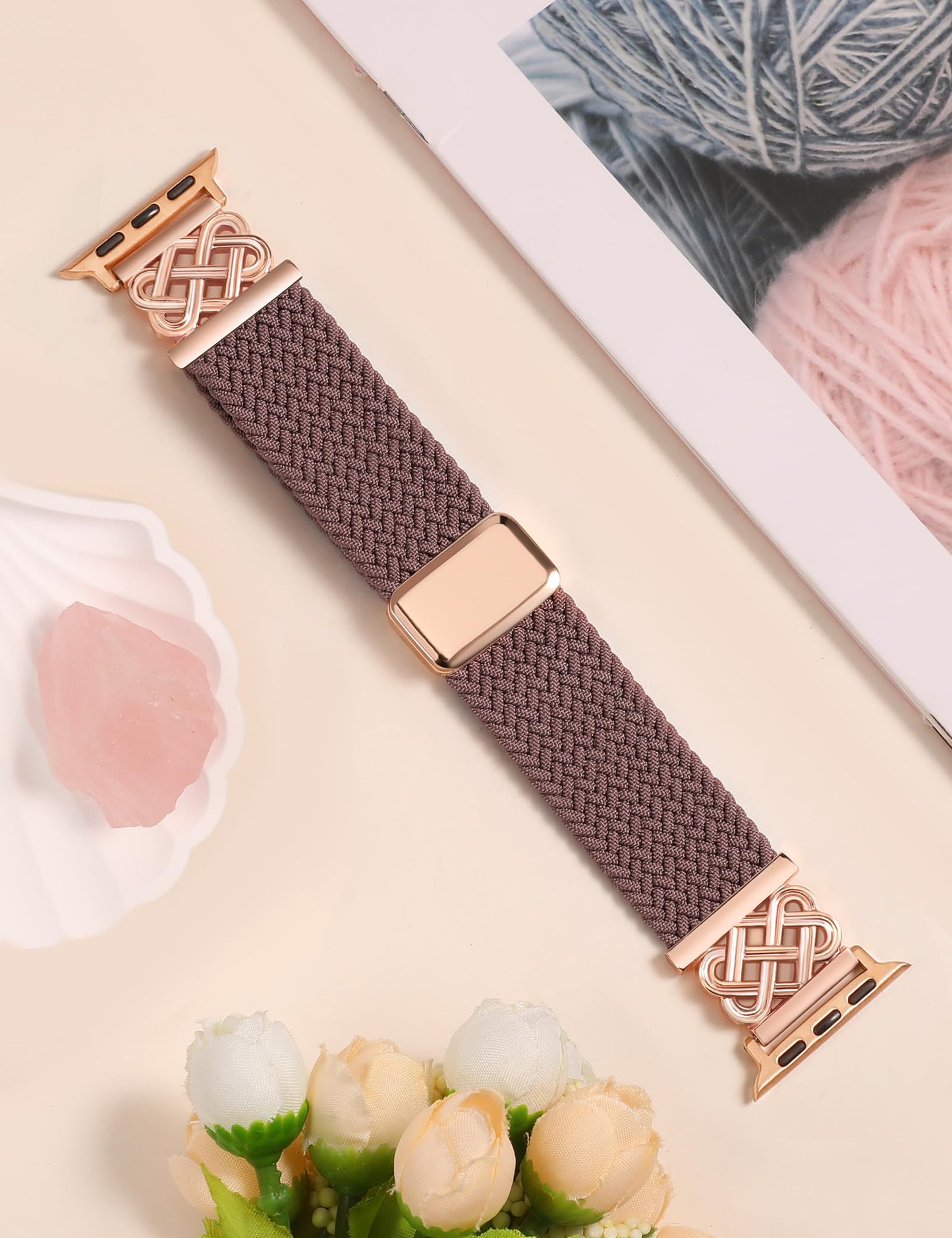 Braided Magnetic Band Compatible with Apple Watch Bands 38/40/41/42/44/45/46/49mm Dressy Celtic Metal Stretchy Elastic Strap for Watch Series 11 10 9 8 7 6 5 4 SE/Ultra 3 2 1
