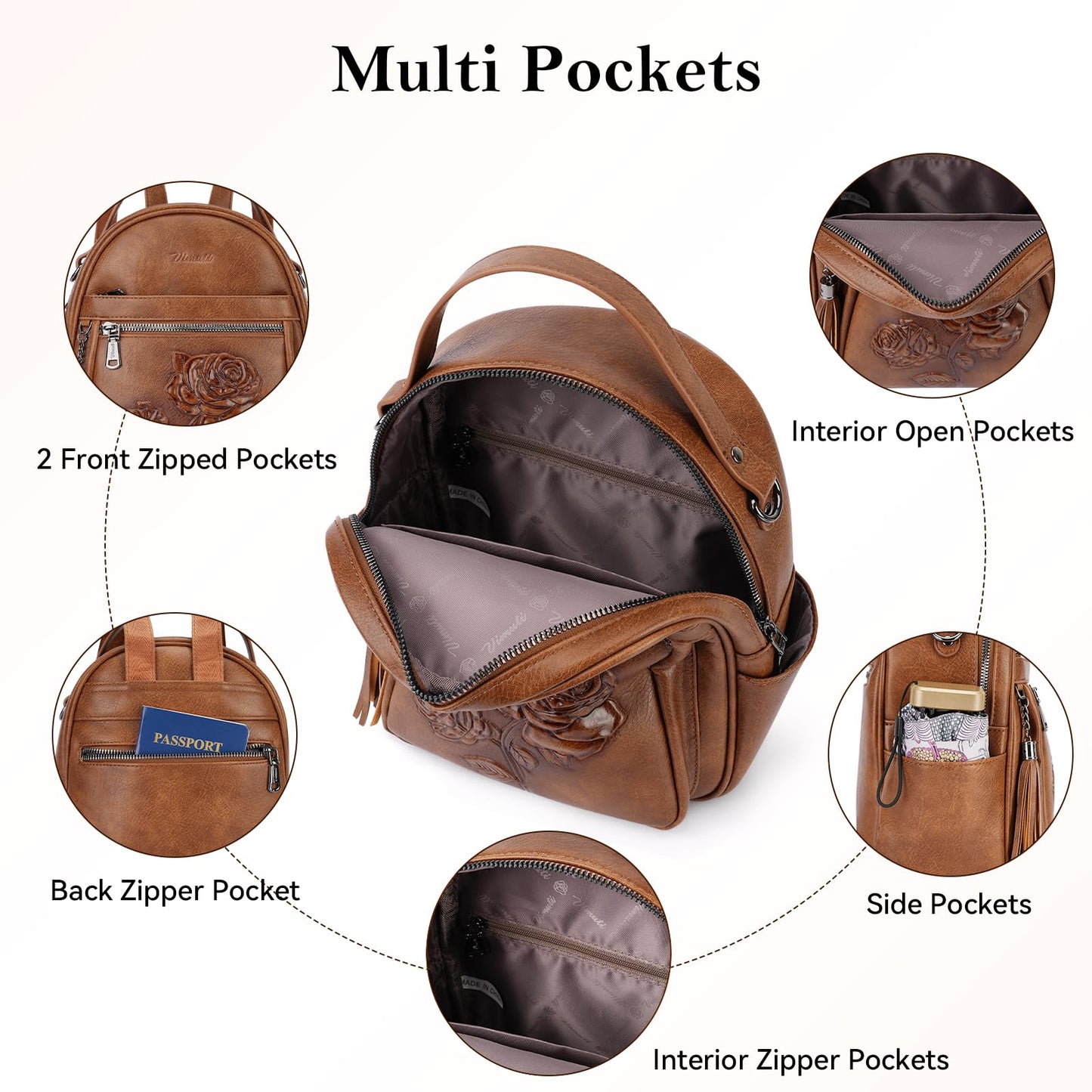 Mini Mochila Bolso para Mujeres, Mochila Pequeña de Cuero Vegano Repujado, Mochilas de Moda, Mochilas de Día, Bolso de Hombro, Pequeño, Moderno