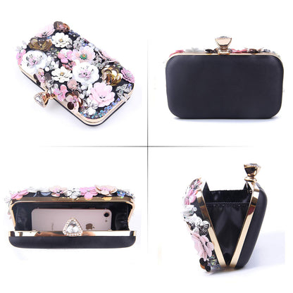 Women Clutches Flower Evening Handbag Chain Strap Shoulder Bag