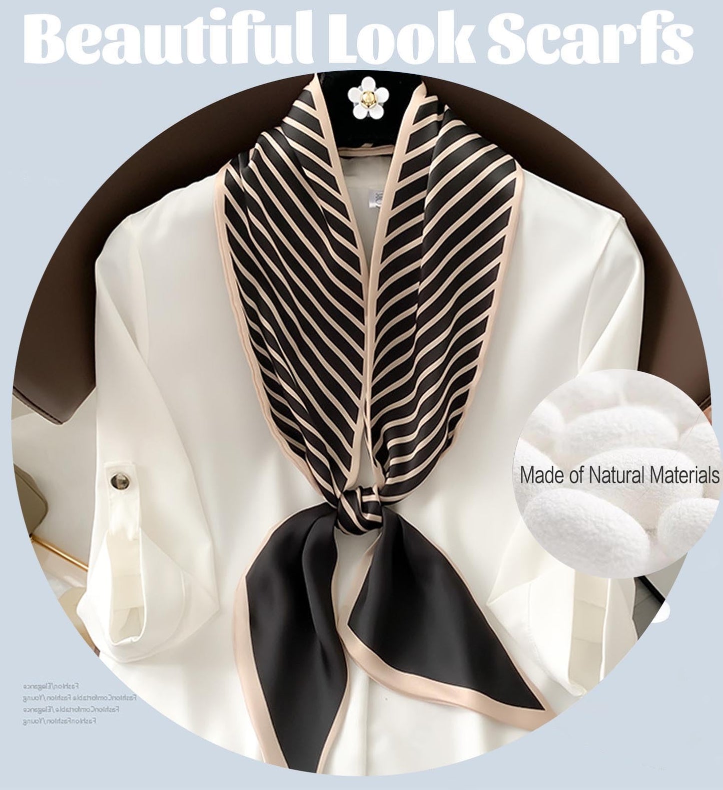 Mitzah Head Scarf  Mulberry Silk Imitation Women's 59" Fashion Neck Satin Scarfs for Bag 59 * 5.9”