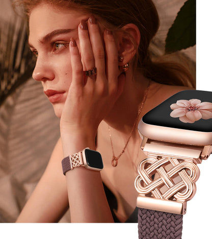Braided Magnetic Band Compatible with Apple Watch Bands 38/40/41/42/44/45/46/49mm Dressy Celtic Metal Stretchy Elastic Strap for Watch Series 11 10 9 8 7 6 5 4 SE/Ultra 3 2 1