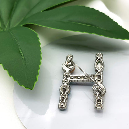 Initial Brooch A to Z 26 English Letters Plated Metal Stone Clear Colorful Crystal Lapel Pin Brooches Collar