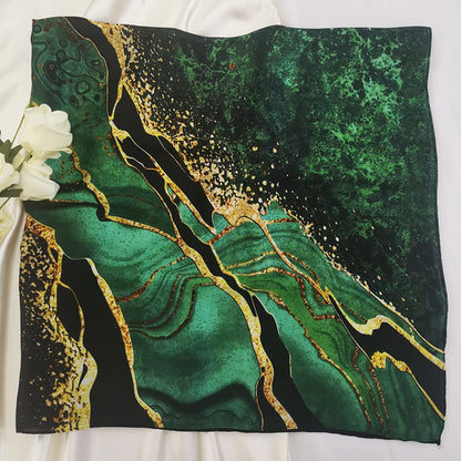 35" Square Mulberry Silk Imitation Head Scarf for Women Satin Large Hair Scarves Neck Scarf