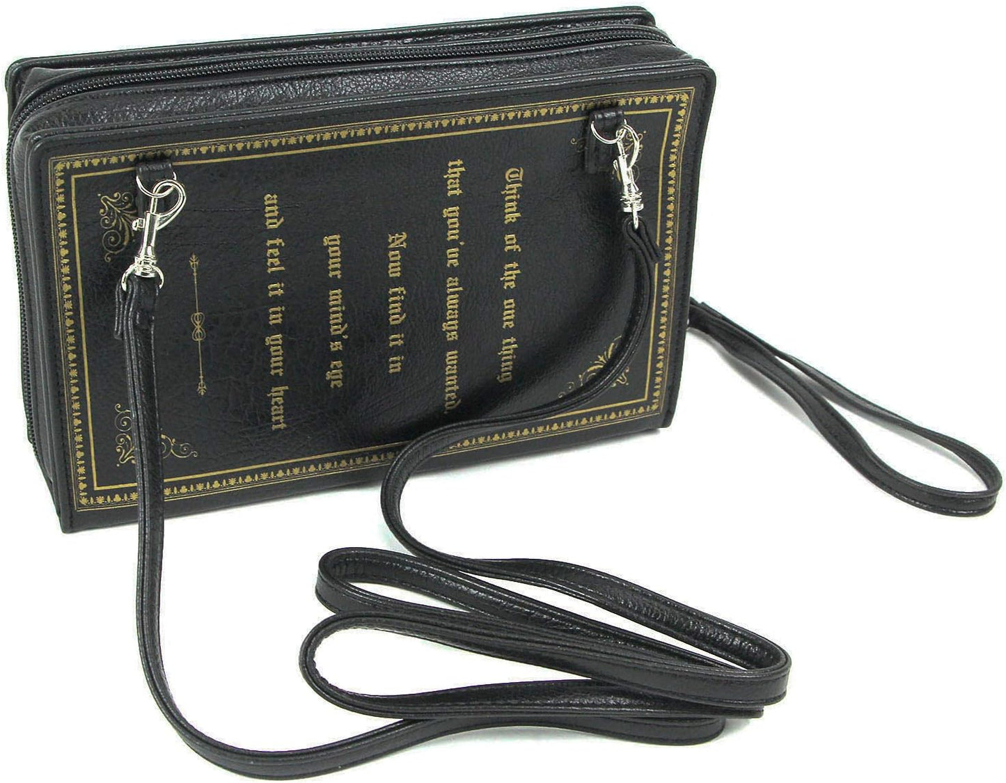 Beauty and the Beast Book Handbag Black Vinyl Novelty Clutch Purse Crossbody Bag