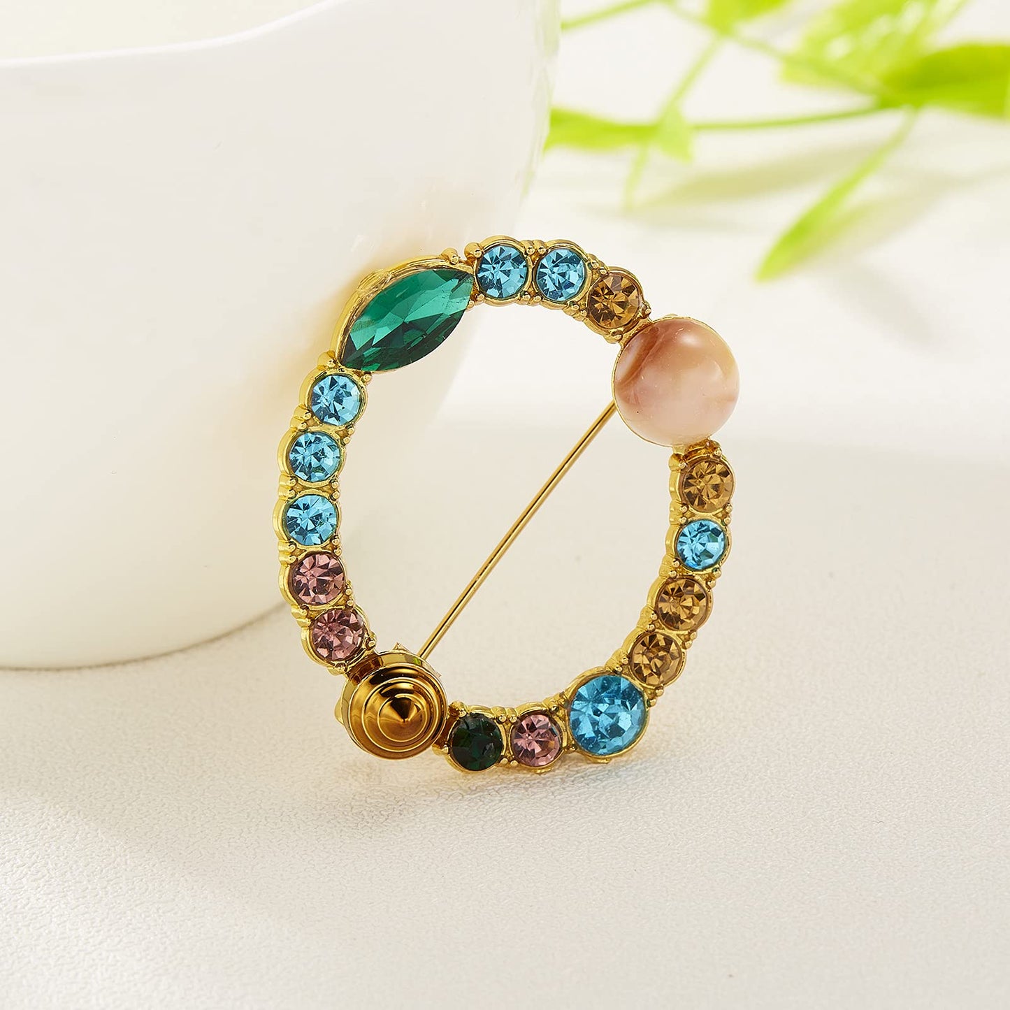 Initial Brooch Crystal Pearl Initial Brooch Gold Plated Enamel Colorful Letter Alphabet Breastpin Pin Jewelry for GIFTS