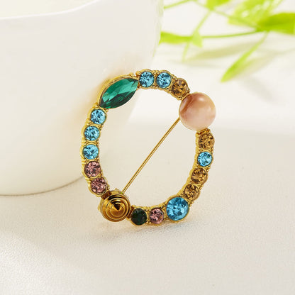 Initial Brooch Crystal Pearl Initial Brooch Gold Plated Enamel Colorful Letter Alphabet Breastpin Pin Jewelry for GIFTS