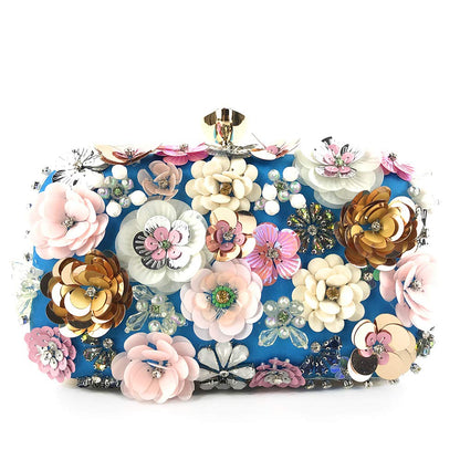 Women Clutches Flower Evening Handbag Chain Strap Shoulder Bag