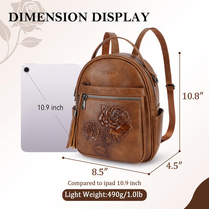 Mini Mochila Bolso para Mujeres, Mochila Pequeña de Cuero Vegano Repujado, Mochilas de Moda, Mochilas de Día, Bolso de Hombro, Pequeño, Moderno