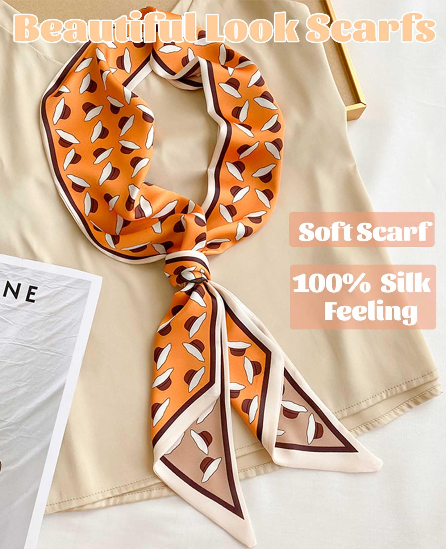 Mitzah Head Scarf  Mulberry Silk Imitation Women's 59" Fashion Neck Satin Scarfs for Bag 59 * 5.9”