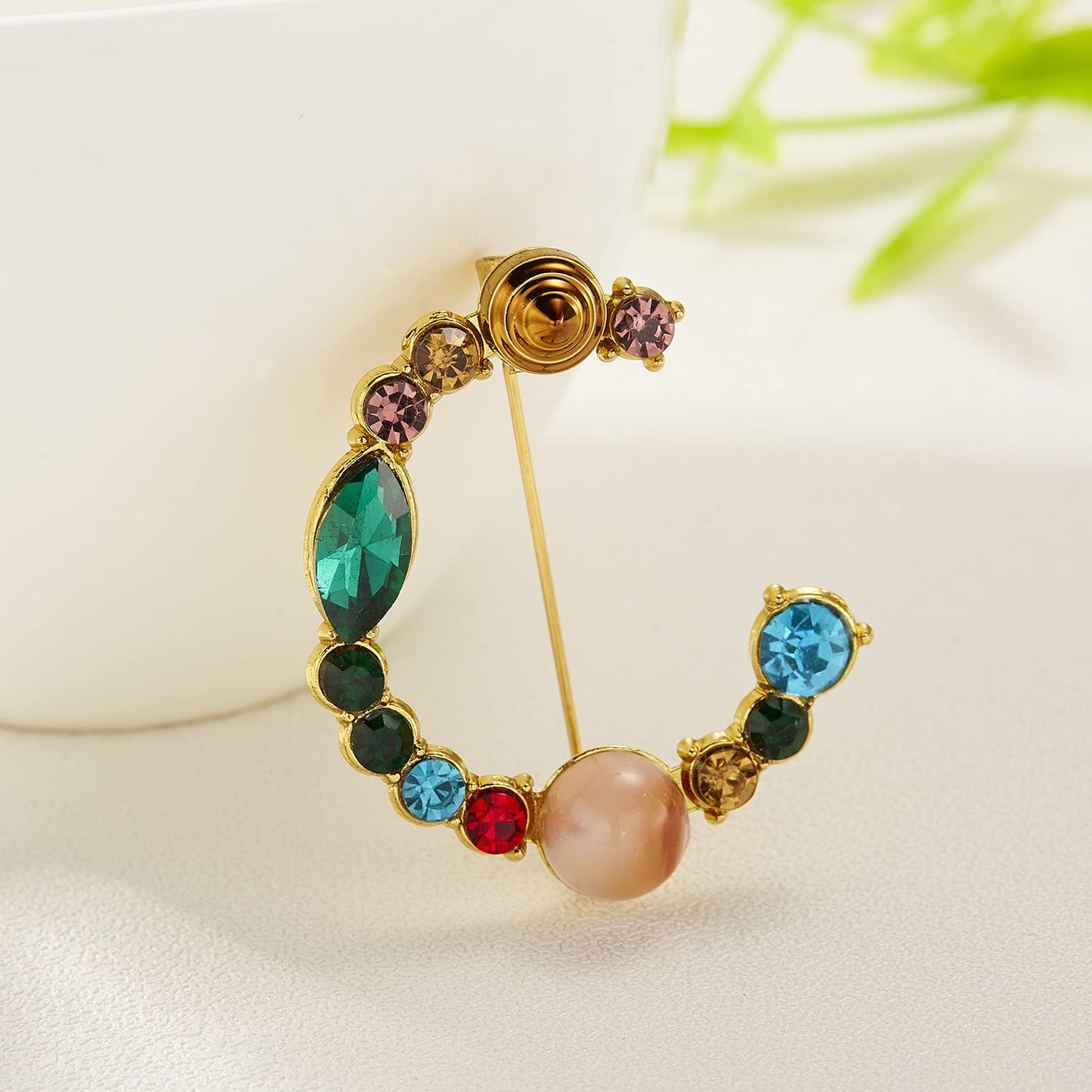 Initial Brooch Crystal Pearl Initial Brooch Gold Plated Enamel Colorful Letter Alphabet Breastpin Pin Jewelry for GIFTS