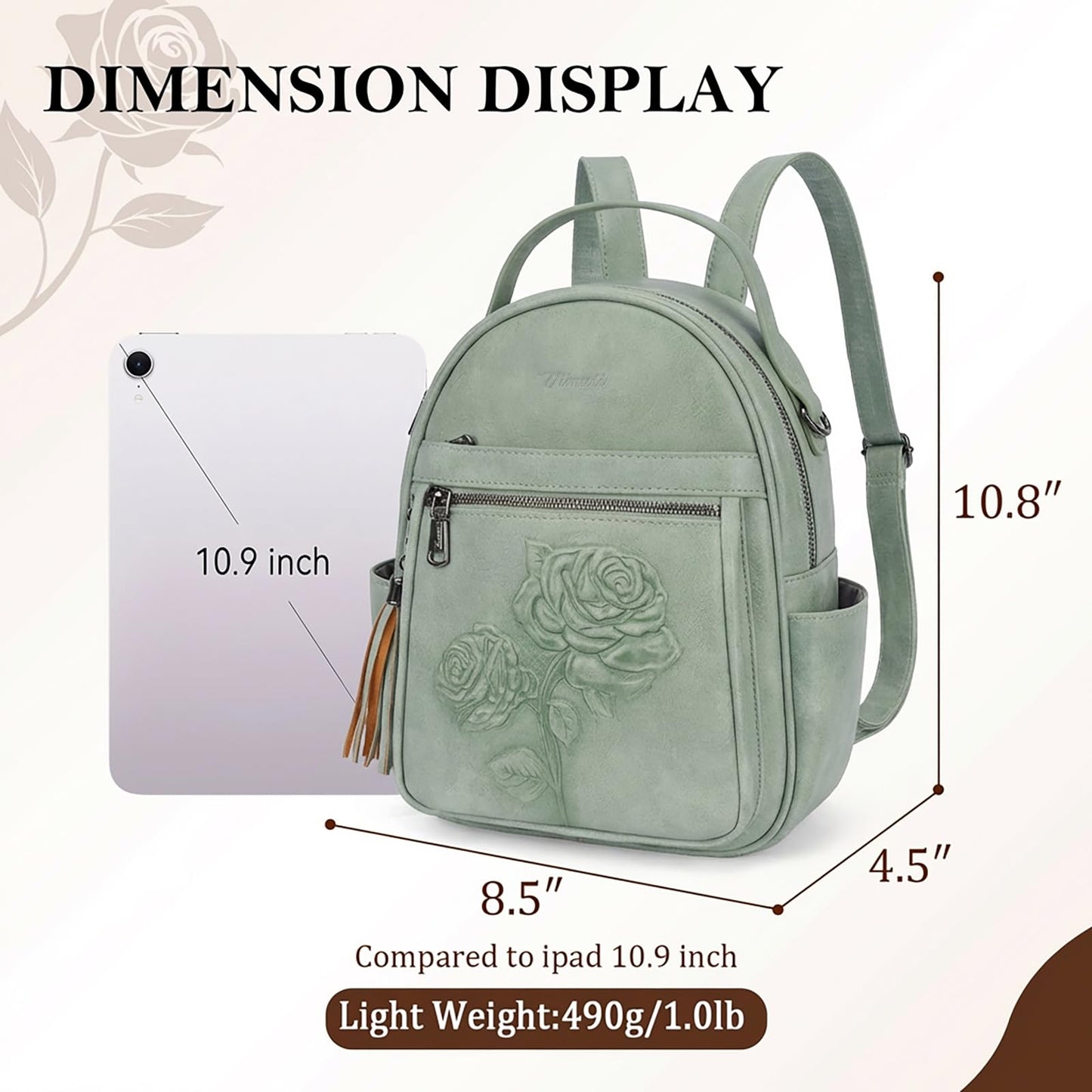 Mini Mochila Bolso para Mujeres, Mochila Pequeña de Cuero Vegano Repujado, Mochilas de Moda, Mochilas de Día, Bolso de Hombro, Pequeño, Moderno
