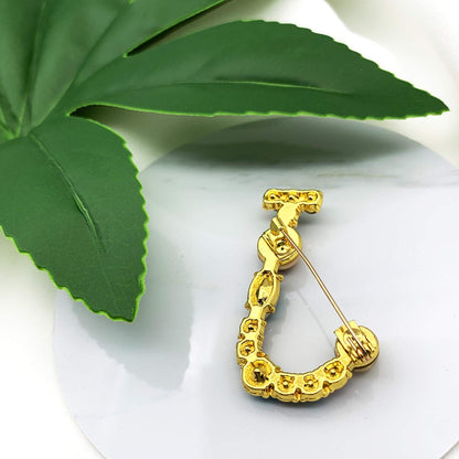 Initial Brooch A to Z 26 English Letters Plated Metal Stone Clear Colorful Crystal Lapel Pin Brooches Collar