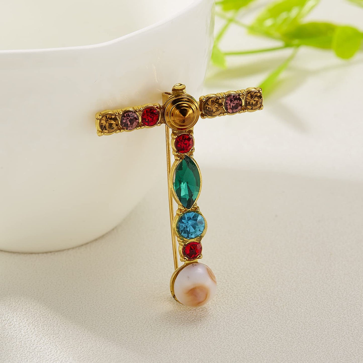 Initial Brooch Crystal Pearl Initial Brooch Gold Plated Enamel Colorful Letter Alphabet Breastpin Pin Jewelry for GIFTS