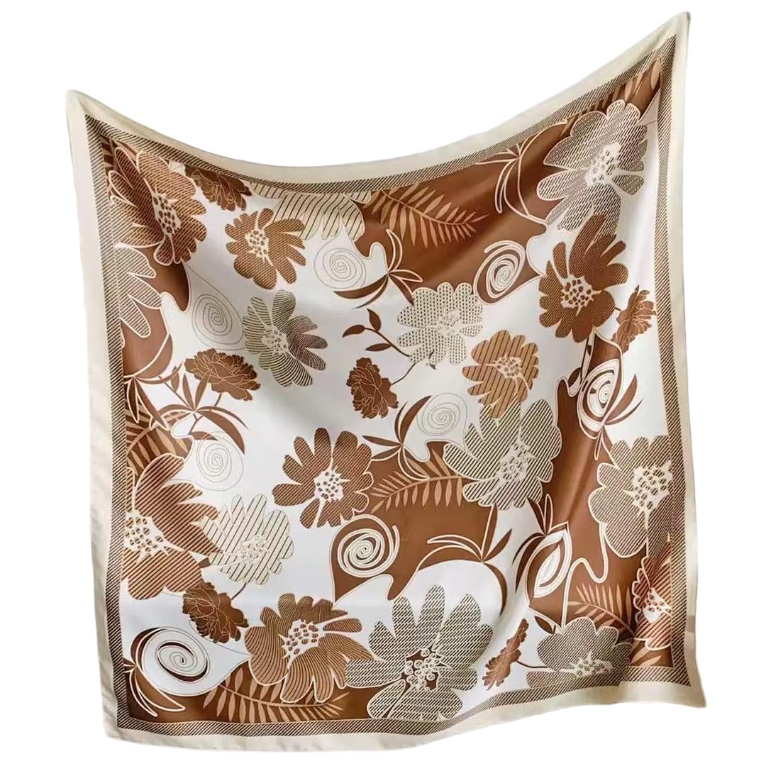 35" Square Mulberry Silk Imitation Head Scarf for Women Satin Large Hair Scarves Neck Scarf