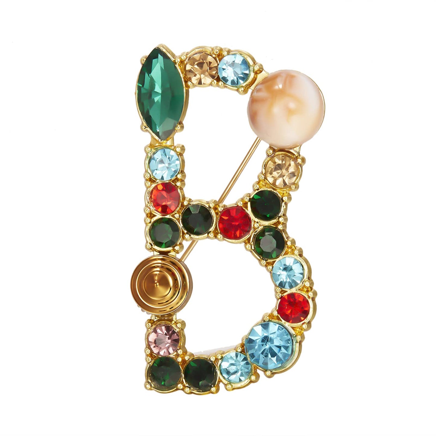 Initial Brooch Crystal Pearl Initial Brooch Gold Plated Enamel Colorful Letter Alphabet Breastpin Pin Jewelry for GIFTS